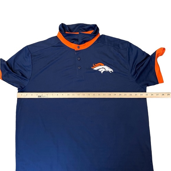 NFL Team apparel Denver Broncos sleeve large logo polo men size 2XL/ blue/orange - Picture 4 of 9